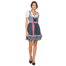 Corzzet Women Oktoberfest Costume Octoberfest Bavarian White&Blue Lattice Maid Dress 2024 - buy cheap