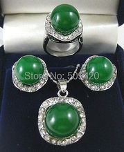 Jewe203> anillo para pendientes, collar de gemas de JADE VERDE, de cristal nuevo, blanco, venta al por mayor 2024 - compra barato