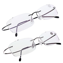 Gafas rectangulares sin montura de titanio ultraligeras, lentes de lectura 2024 - compra barato