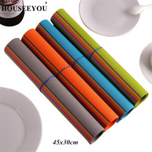 HOUSEEYOU-Mantel Individual de PVC con tira de arcoíris, tapete para mesa de comedor, almohadillas de disco, cuencos, posavasos para bebidas, impermeables, 4 unidades 2024 - compra barato