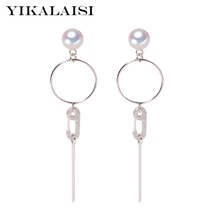 Pendientes YIKALAISI de Plata de Ley 925, joyería de perlas, nuevos pendientes largos naturales genuinos, joyería de moda para mujeres, regalos de 8-9mm 2024 - compra barato