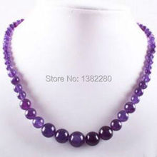 Best Fashion! 6-14mm Purple crystal Beads chalcedony Necklace 18 inches 2piece/lot jewelry  friends 2024 - buy cheap