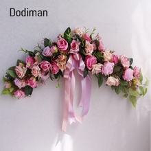 60cm Artificial Garland door lintel European Rose wall hanging decorative wedding arrangement For Home Decor Mirror flower 1pc 2024 - buy cheap