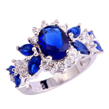 Free Shipping blue Zircon Silver plated Ring Size 6 7 8 9 10 Fashion Jewelry gift Women 2024 - buy cheap