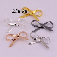ZHU RU 10pcs/lot 15*9.5mm Bow tie Geometric Patterns bow bows shape Jewelry Findings & Components Connector Charms Handmade 2024 - buy cheap