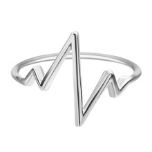 Kinitial Wave Rings Jewelry Min Hot Selling Lifeline Pulse Heartbeat Band Ring for women Simple Ring Jewelry anillos mujer 2024 - buy cheap