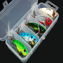 12g 5.5cm Fishing Box  Metal VIB Hard Crankbait  Jig Lures Spinner Spoon  Vibration Lure  Solid Ring Swivel Snap Feather Hook 2024 - buy cheap