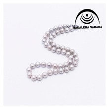 MADALENA SARARA-collar de perlas de agua dulce de 8-9mm, hilo de perlas de Color gris, lustre fino con cierre de corazón 2024 - compra barato