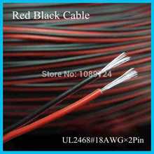 UL2468 30Meters 100 Feet/Lot Tinned copper 18AWG 2 pin Red Black cable PVC insulated wire Electric cable LED cable DIY Connect 2024 - buy cheap