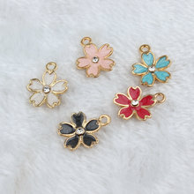 Factory Price 50pcs 14*17mm Oil Drop Jewelry Flower Pendants Gold Tone Enamel DIY Bracelet Necklace Phone Chain Keyring Charm 2024 - buy cheap