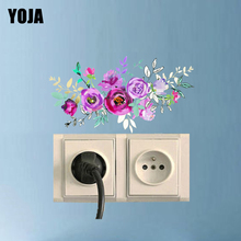 YOJA-flores coloridas artesanales para el hogar, diseño de plantas, pegatina de pared para interruptor, calcomanía de PVC 13SS0068 2024 - compra barato