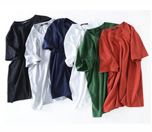 Nova Camisa da cor t Sólida Mens Preto e Branco Camisetas de algodão casual curto-de mangas compridas T-shirt dos homens t camisas 2024 - compre barato
