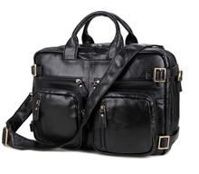 Винтажная Черная сумка из натуральной кожи, мужские сумки-мессенджеры, портфель из воловьей кожи, мужской портфель, сумка для ноутбука 14 дюймов # MD-J7026 2024 - купить недорого
