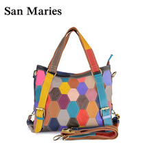 San Maries Women Leather Handbags Bags Women Famous Brands Casual Female Bag Ladies Tote Shoulder Bag Large Satchel 2024 - buy cheap