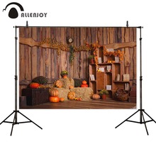 Allenjoy backdrop for photography studio Halloween autumn child pumpkin hay bookshelf wood photo background photobooth photocall 2024 - buy cheap