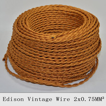 2*0.75mm2 Edison Twisted Fabric Wire Vintage Lamp Cord Gold Retro Braided Electrical Wire Textile Cable Pendant Light Wire 10M 2024 - buy cheap