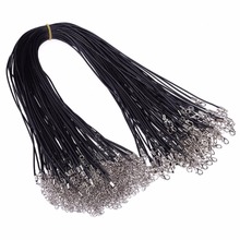 100PCS 2.0mm Black Waxed Necklace Cord Bulk with Clasp for Jewelry Making 18'' 2024 - buy cheap