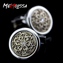 MeMolissa 3 pairs Vintage Style Laser Engraving cufflinks Laser metal relief high-quality Brass Round Crystal Mens Cufflinks 2024 - buy cheap