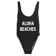 ALOHA beads-Body con estampado de letras para mujer, traje de baño con espalda descubierta sexy, BIKINI de una pieza sin mangas, Bodycon 2024 - compra barato