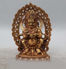 Estatua de Buda de 7 "del Tíbet antiguo, budismo tibetano, bronce dorado, deidad wraful Mahakala 2024 - compra barato
