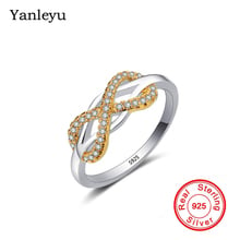 Yanleyu-Anillos Infinity de Plata de Ley 925 auténtica para mujer, joyería de amor eterno número 8, anillo de promesa de boda de circón AAA, PR284 2024 - compra barato