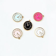 10PCS/Lot 15*17MM Handmade Craft Enamel Jewelry Round Coins Clock Charm Pendants For Women Kids Bracelets Neckalce Earrings DIY 2024 - buy cheap