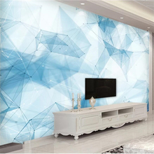 Custom wallpaper 3d photo mural dreamy elegant blue beautiful Nordic minimalist geometric line TV background wall paper 3d mural 2024 - buy cheap