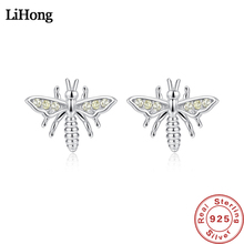 New Arrival 100% 925 Sterling Silver Animal Cute Dragonfly Stud Earrings For Women Fashion Jewelry Accessories 2024 - buy cheap