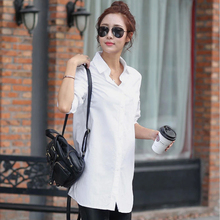 Bf  long design loose casual  cotton long-sleeve shirt women's spring and autumn white shirt female cheap clothes china 2024 - buy cheap