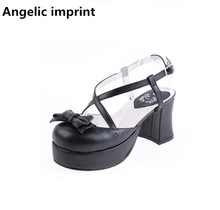 Angelic imprint woman mori girl lolita cosplay shoes lady high heels pumps women princess dress party sandals 33-47 7.5cm bowtie 2024 - buy cheap