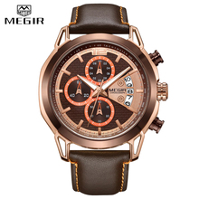 MEGIR Men Watches Waterproof Sport Chronograph Quartz Wrist Watch Relogio Masculino Top Brand Luxury Leather Watches Man Clock 2024 - buy cheap