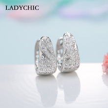 LADYCHIC Fashion Shiny Hoop Earrings for Women High Quality Jewelry Inlay White Crystal Cubic Zirconia Earring Brincos LE1014 2024 - buy cheap