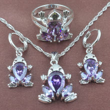 Forg Design Purple Women's 925 Silver  Jewelry Sets Necklace Ring Necklace And Earrings Set  TZ0318 2024 - buy cheap