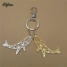 Elfin Unique Trendy Origami Whale Keychains Gold Color Silver Color Geometric Jewellery Fashion Whale Key Rings For Women Men 2024 - buy cheap