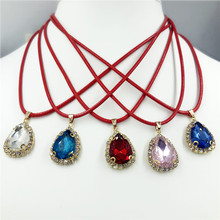 Collar con colgante de cristal austriaco con forma de corazón, joyería de moda para chica, amiga, amor para siempre, collar de cuerda de cuero rojo, nuevo 2024 - compra barato