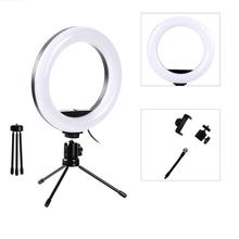 Photography LED Selfie Ring Light Dimmable Camera Phone Ring Lamp 20cm With Mini Table Tripods For Makeup Video Live Portrait 2024 - buy cheap