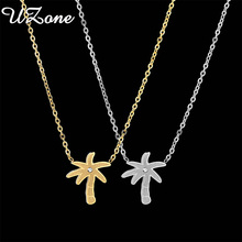 Uzone Fashion Coconut Tree Pendant Stainless Steel Rhinestone Frosted Palm Trees Necklaces For Women Gift 2024 - buy cheap