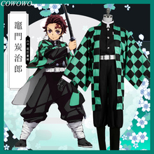 ¡Anime! Demon Slayer: disfraz de Kimetsu no Yaiba Kamado Tanjirou, uniforme de combate, disfraz de Halloween, novedad de 2019, envío gratis 2024 - compra barato
