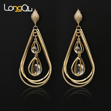 2022 new Vintage rhinestone Drop Earring for Women Fashion Metal Style Earings Geometric Gold Color Plant Dangle Earrings 2024 - buy cheap