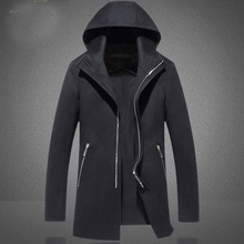 Jaqueta de inverno, casaco longo de capuz com capa, cardigan com capuz, jaqueta masculina, casaco preto 2024 - compre barato