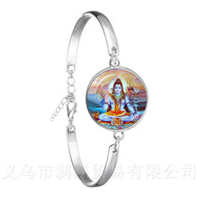 Classic India Bracelet God Brahma,Vishnu, Lord Shiva Jewelry 18mm Glass Cabochon Silver Plated Bangle Religion Jewelry Gift 2024 - buy cheap