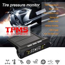 Sistema de monitoramento de pressão de pneus tpms automotivos, carregamento solar, display lcd digital hd, sem fio, 4 sensores, modelo 2024 - compre barato
