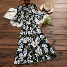 2018 new arrival moda verão vestido floral impresso mulheres de manga curta vestido de flor do vintage 2024 - compre barato