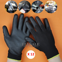 12 Pairs New Work Safety Gloves Nylon Knitted Gloves With PU Coated For Gardener Builder Driver Mechanic Protective Gloves 2024 - buy cheap