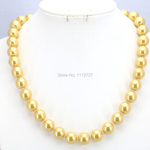Shining Christmas Gifts Women Girls 10mm Yellow Glass Round Pearl Beads Necklace Women Jewelry Making Design Hand Made Ornaments 2024 - buy cheap