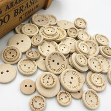 Botones de madera con 2 agujeros para ropa, letras hechas a mano, recortes de amor, botones de vestido de boda de 15, 20 y 25mm, 100 Uds., WB543 2024 - compra barato