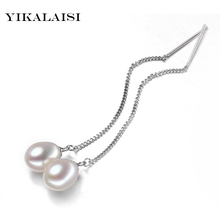 YIKALAISI 925 Sterling Silver Natural Freshwater Drop Shape Pearl Fashion Earrings jewelry for women  8-9mm Pearl 3 Colour 2024 - buy cheap