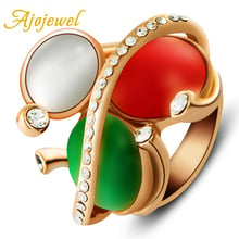 Ajowel-Anillo de ópalo de tres colores para mujer, joyería de piedra semipreciosa, anillo grande de lujo, el mejor regalo 2024 - compra barato