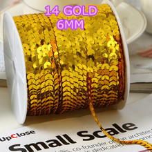 100 Yards 6mm Round Sequins Trim, Sold per Packet of 1 Roll(100 Yards)- Gold Sewing Sequins Ribbon 2024 - buy cheap