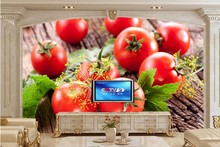 Mural 3D grande, papel tapiz de verduras, tomates, eneldo, comida, para restaurante, cocina, sala de estar, sofá, pantalla de TV 2024 - compra barato